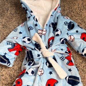 Baby Sports-Themed Blue Robe 9 Months